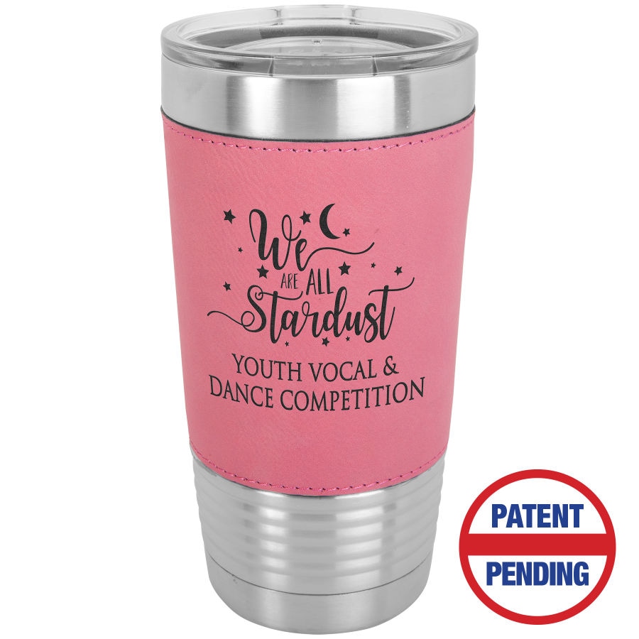 20 oz. Suni Deri Gripli Termos Bardak, Standart Kapaklı – Pembe — görsel 1/2