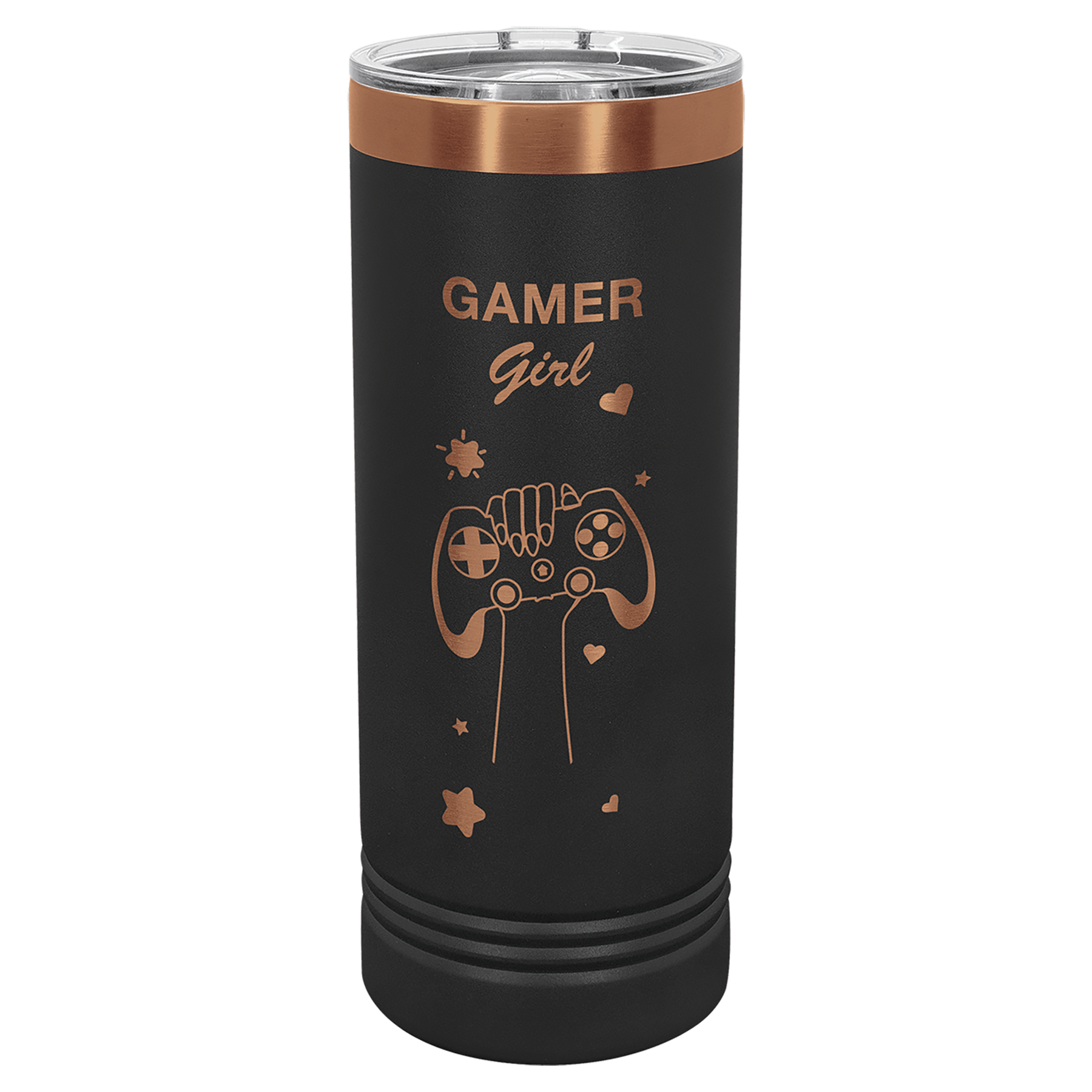 22 oz. İnce Termos – Siyah/Rose Gold — görsel 1/2