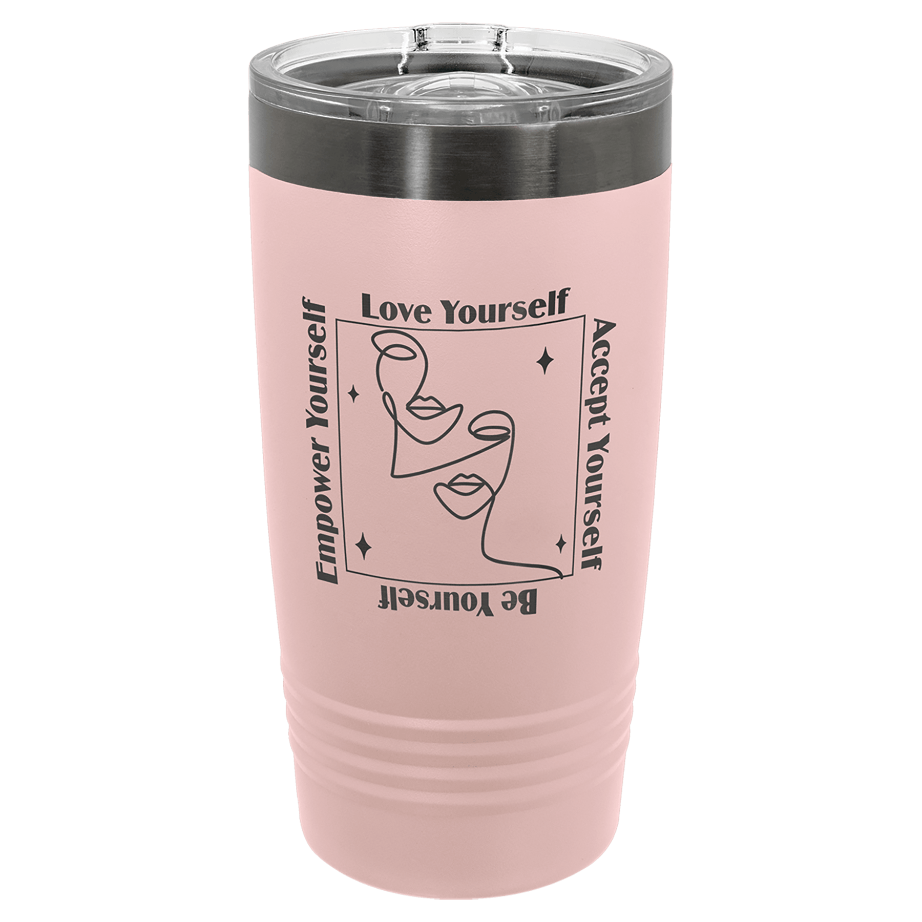 20 oz. ION Kaplama Ringneck Termos Bardak, Sürgülü Kapaklı – Pudra/Hayalet Siyah — görsel 1/2