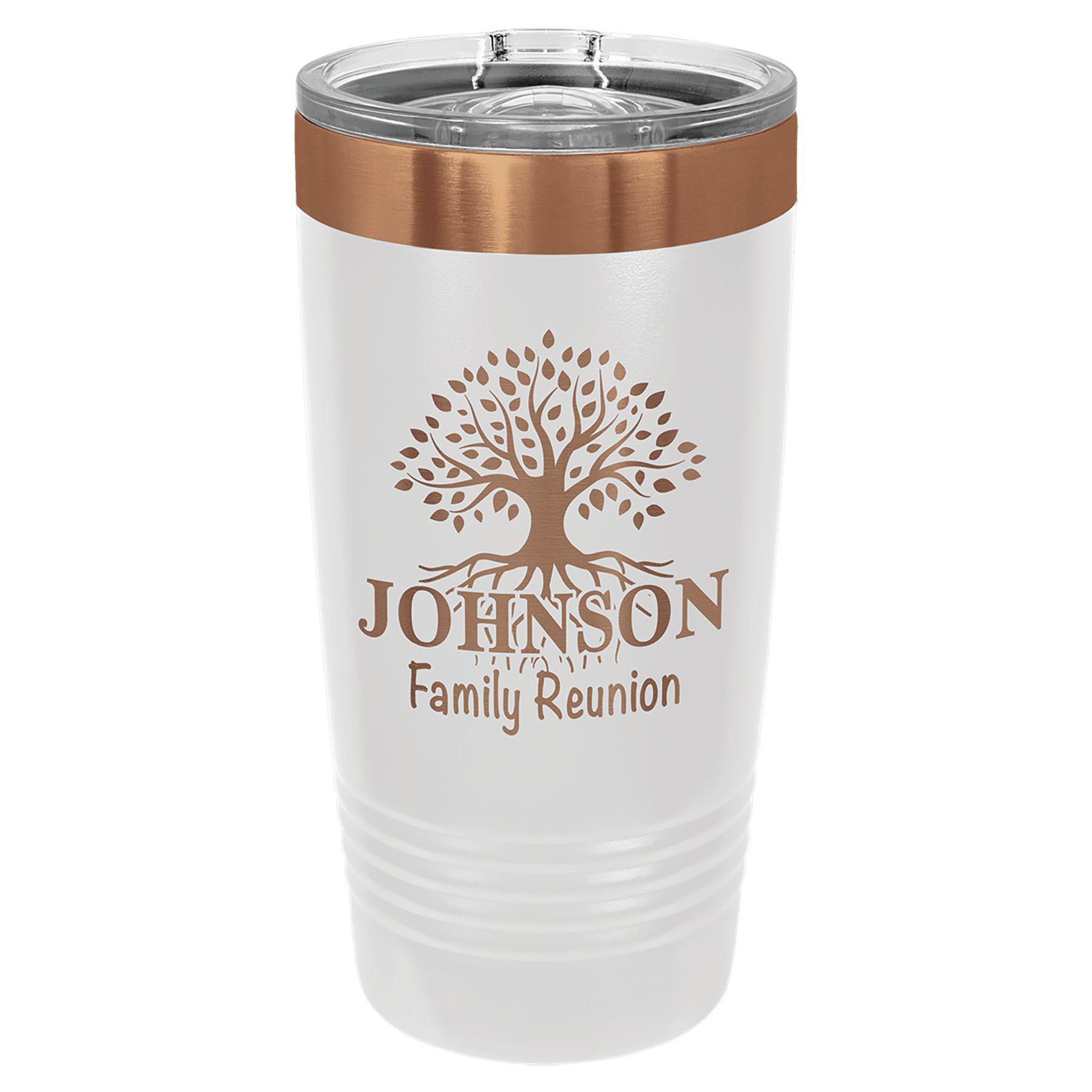 20 oz. ION Kaplama Ringneck Termos Bardak, Sürgülü Kapaklı – Beyaz/Rose Gold — görsel 1/2