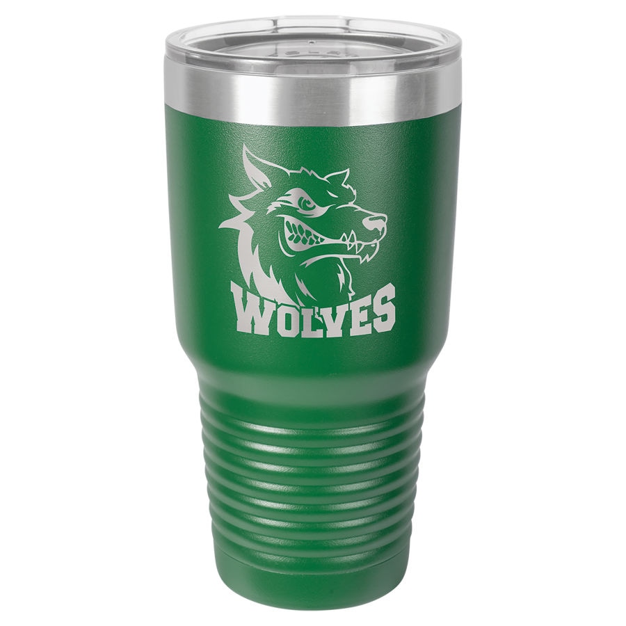 30 oz. Yeşil Ringneck Termos Bardak, Standart Kapaklı — görsel 1/2