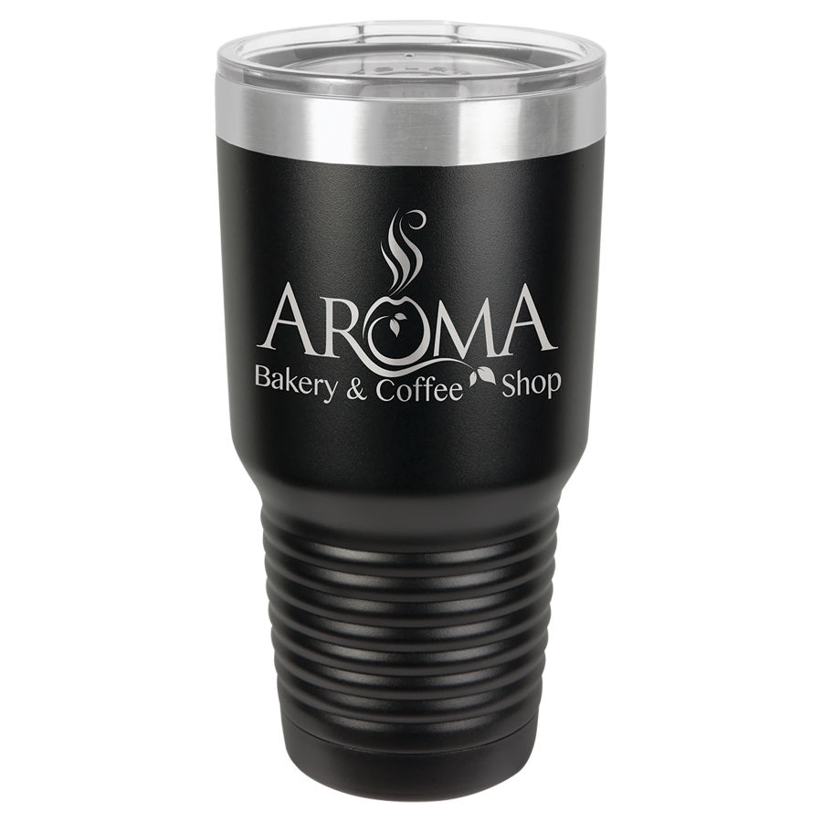 30 oz. Siyah Ringneck Termos Bardak, Standart Kapaklı — görsel 1/2
