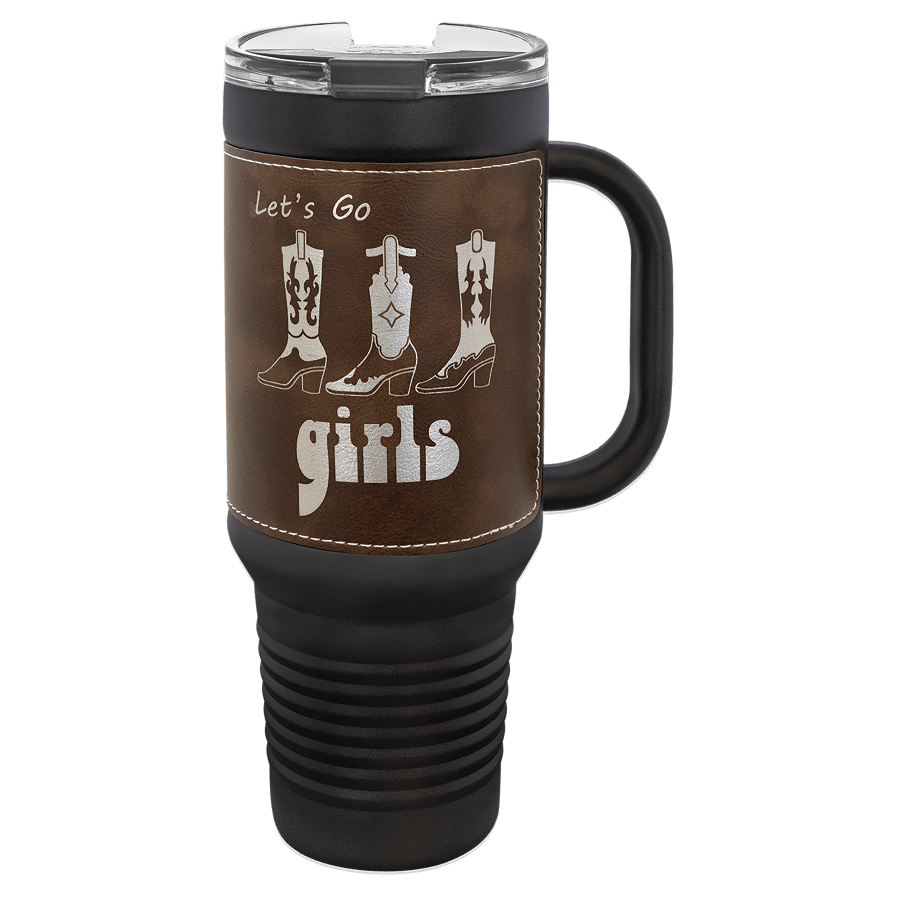 Rustik/Silver Suni Derili Siyah 40 oz. Pipetli Seyahat Kupası — görsel 1/4