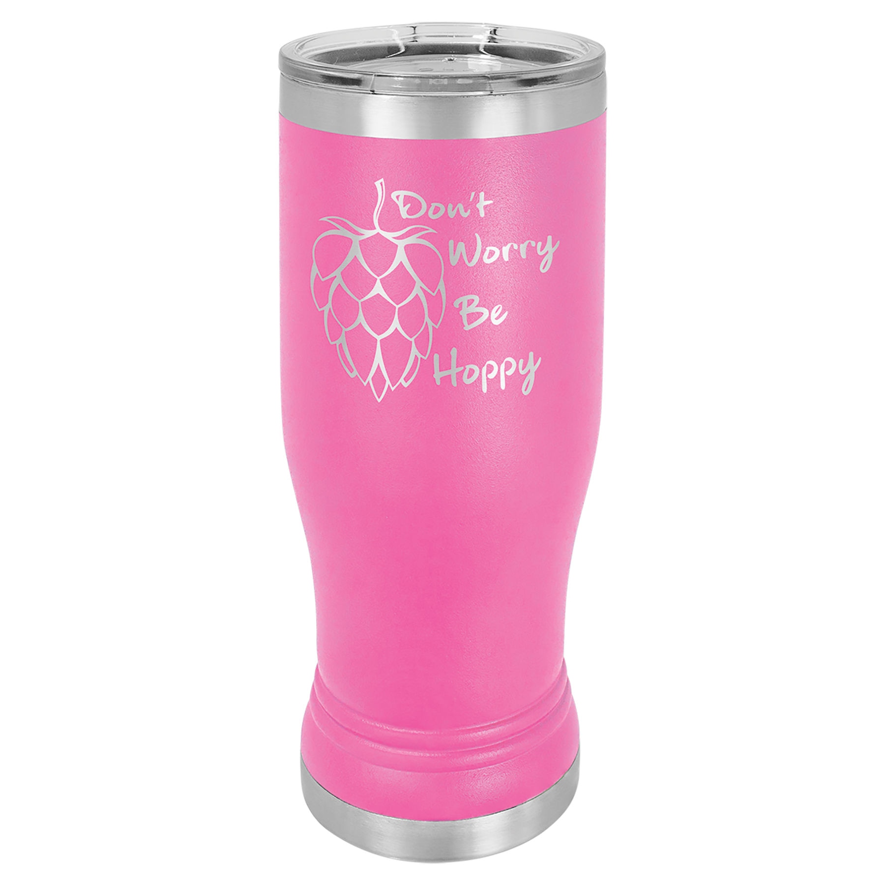 Şeffaf Kapaklı Bira Bardağı – Pembe / 14 oz — görsel 1/2