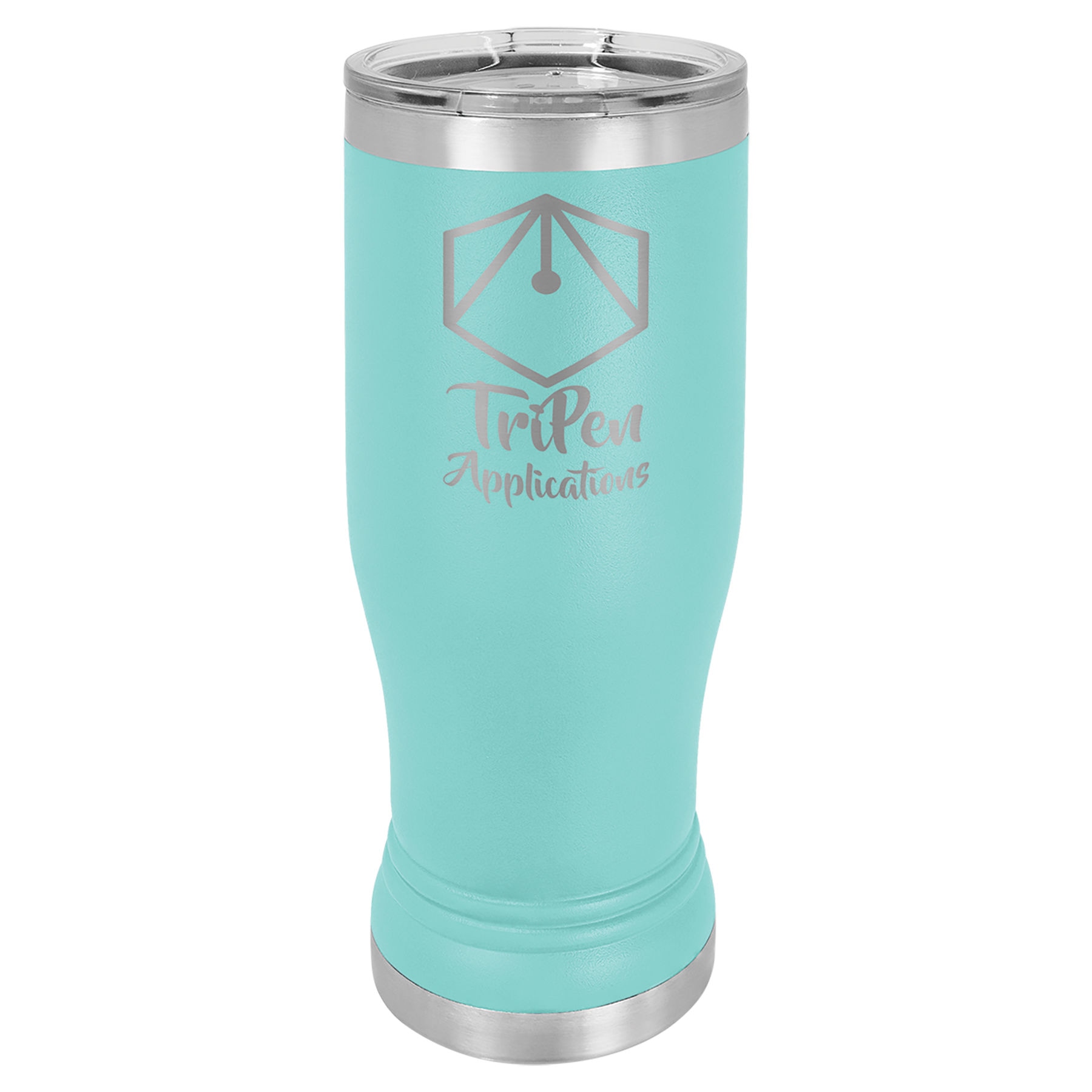 Şeffaf Kapaklı Bira Bardağı – Petrol Mavisi / 14 oz — görsel 1/2