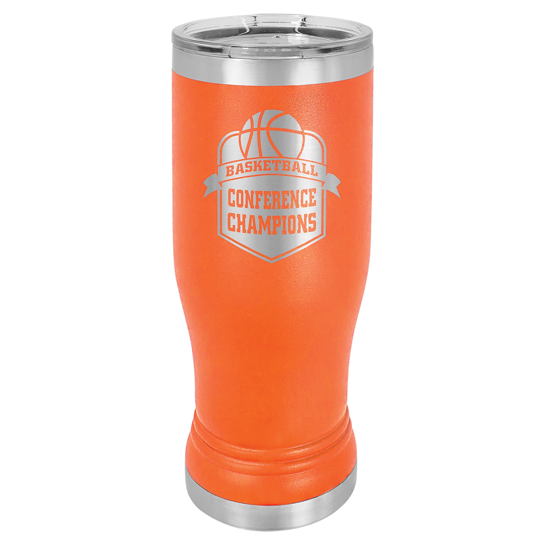 Şeffaf Kapaklı Bira Bardağı – Turuncu / 14 oz — görsel 1/2
