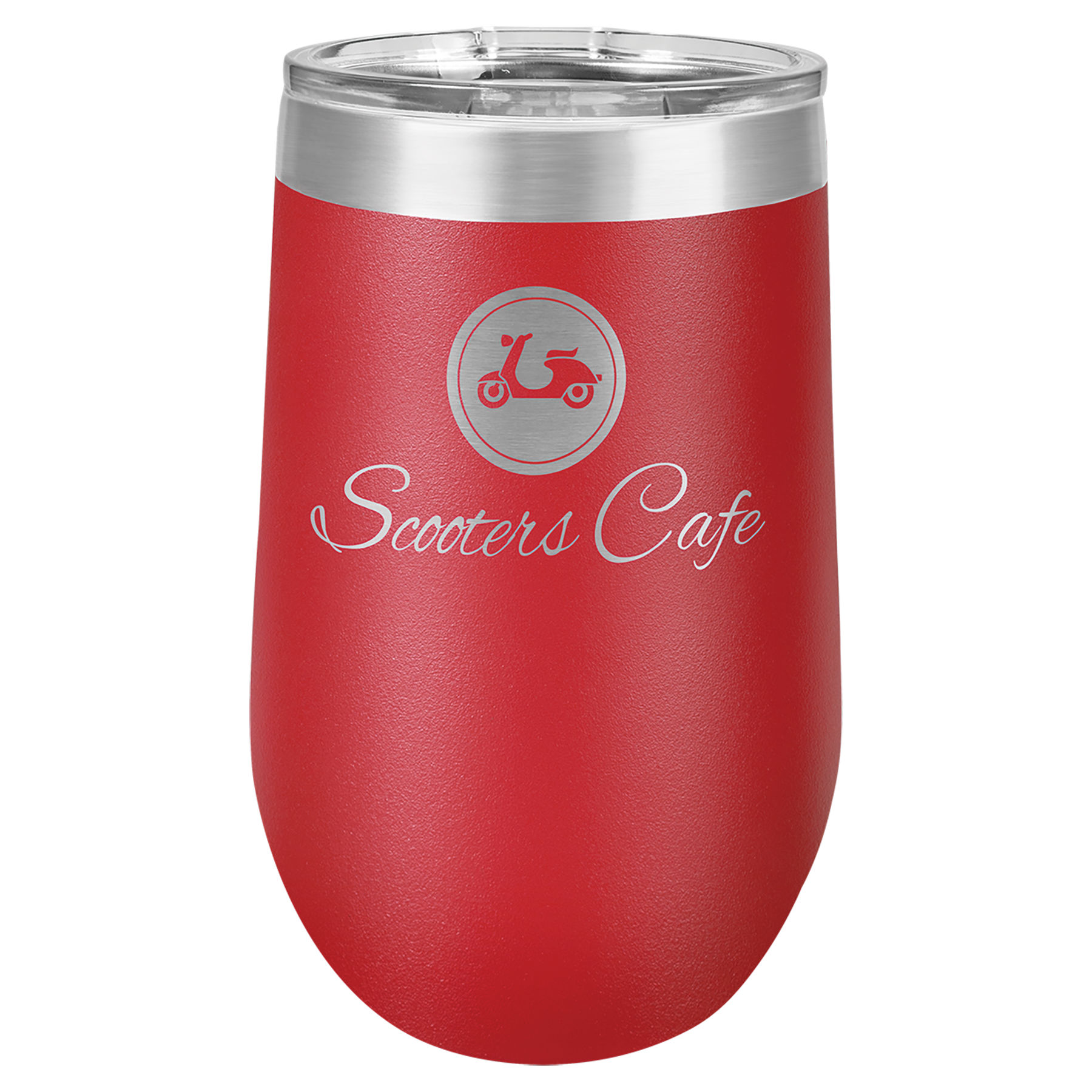 Kırmızı 16 oz. Şeffaf Kapaklı Ayaksız Termos Bardak — görsel 1/2
