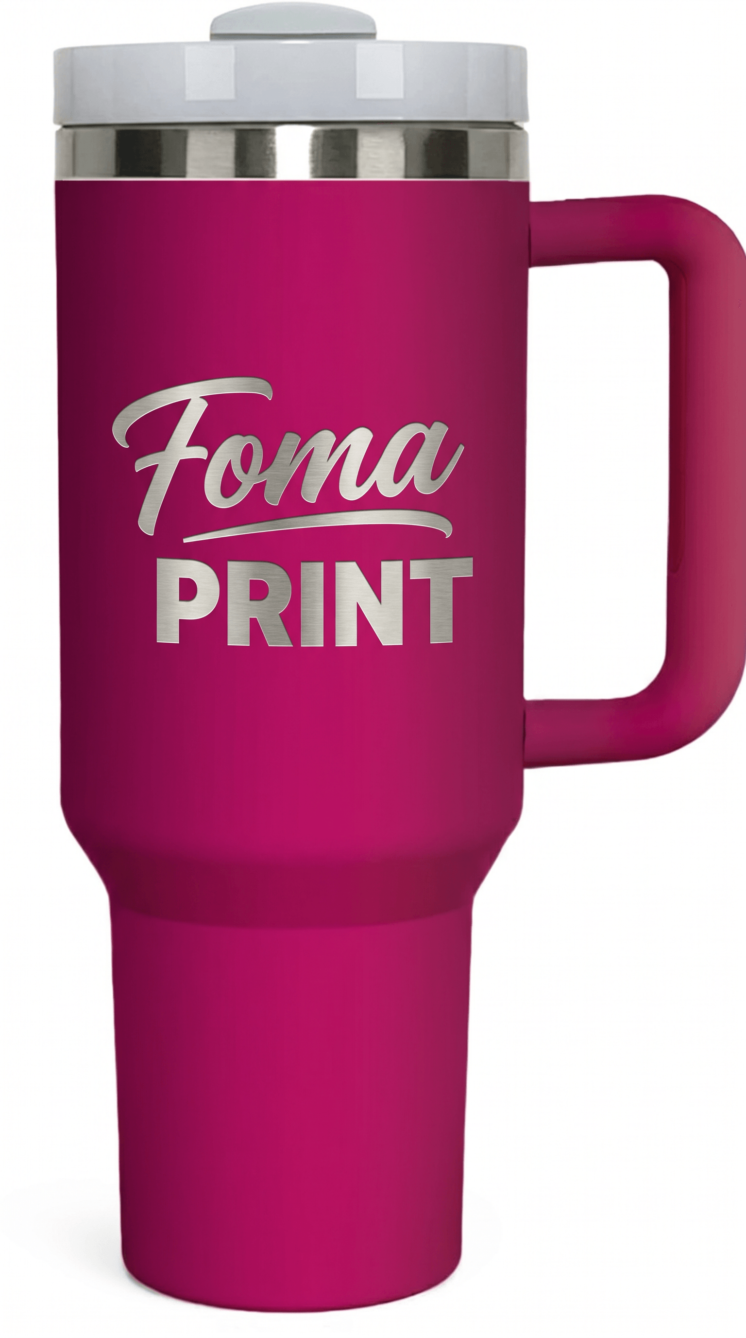 Kulplu ve Pipetli 40oz Termos Bardak – Canlı Pembe — görsel 1/2