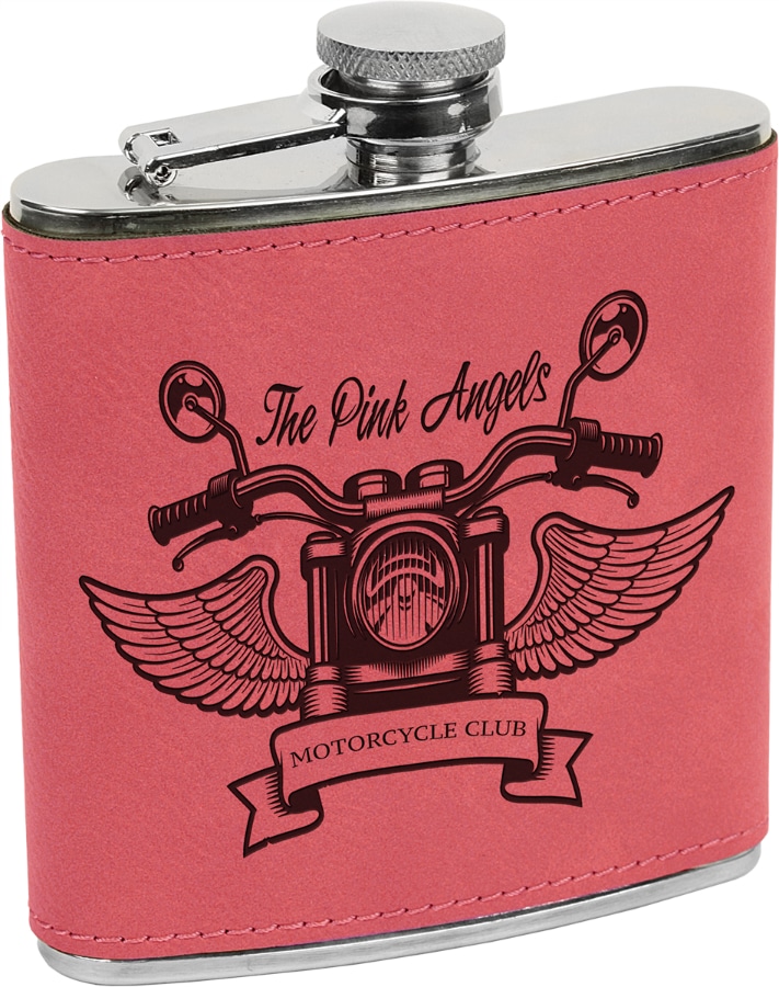 Leatherette Stainless Steel Flask – Pink — view 1 of 2