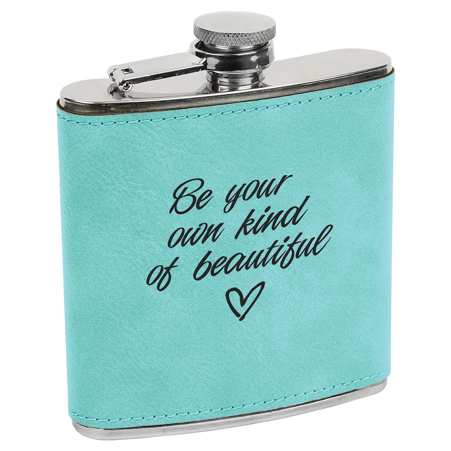 Leatherette Stainless Steel Flask – Teal — view 1 of 2