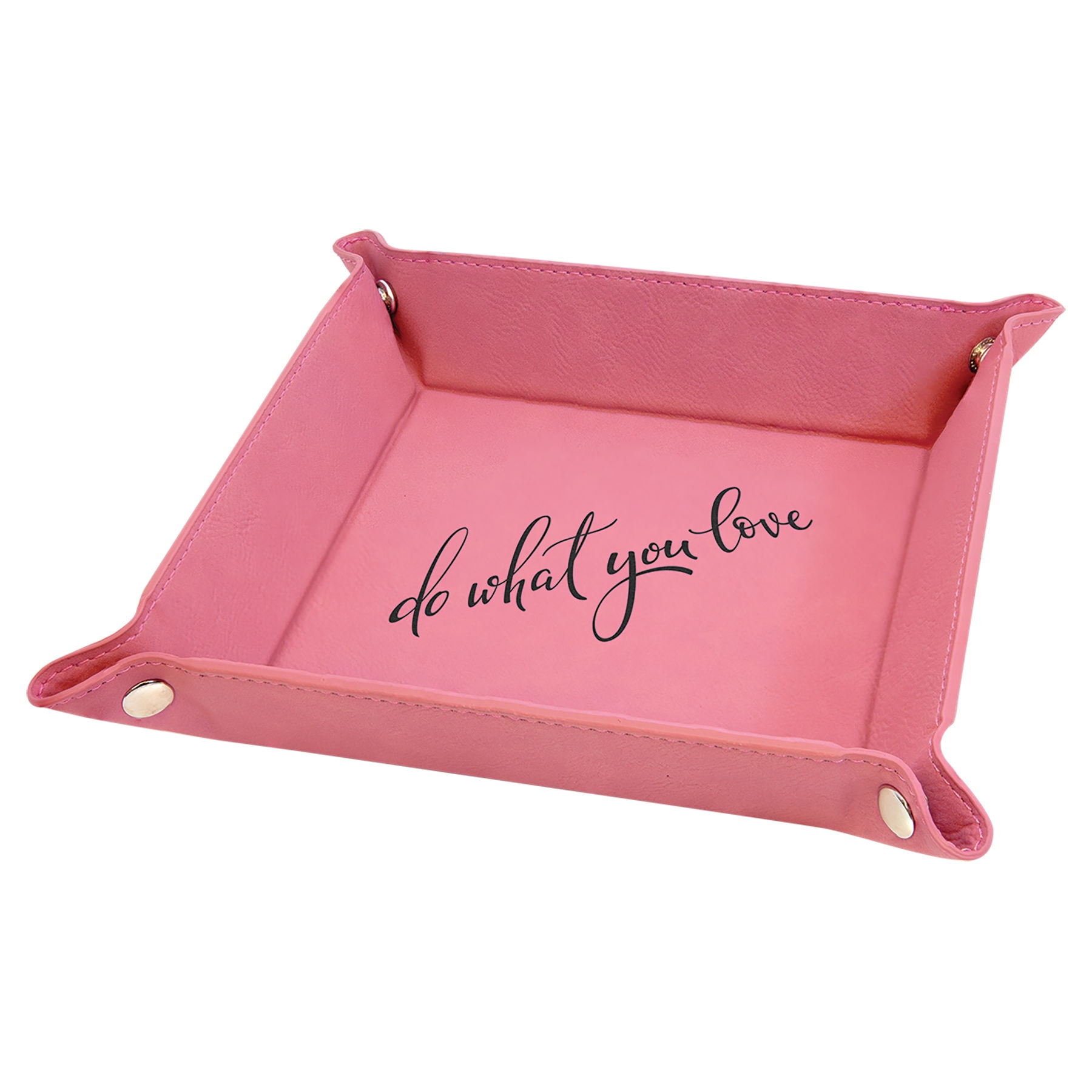 Suni Deri Çıtçıtlı Tepsi – Pembe / Orta (6x6) — görsel 1/2