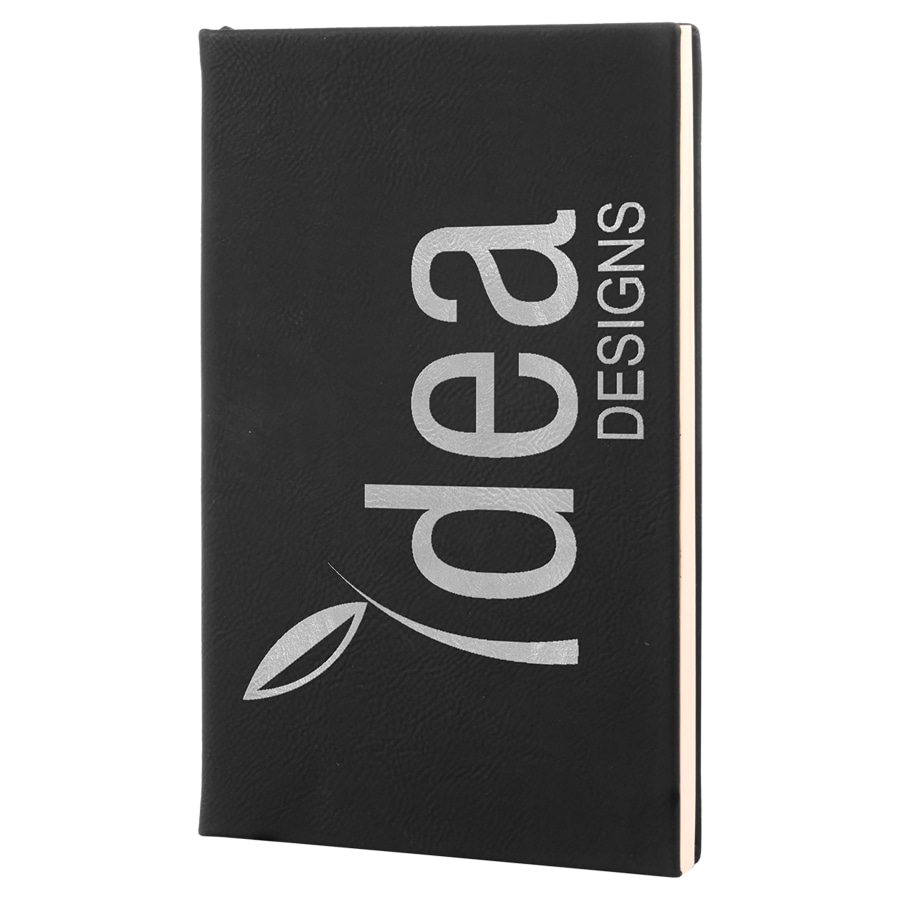 Siyah/Gümüş Suni Deri Defter — görsel 1/7