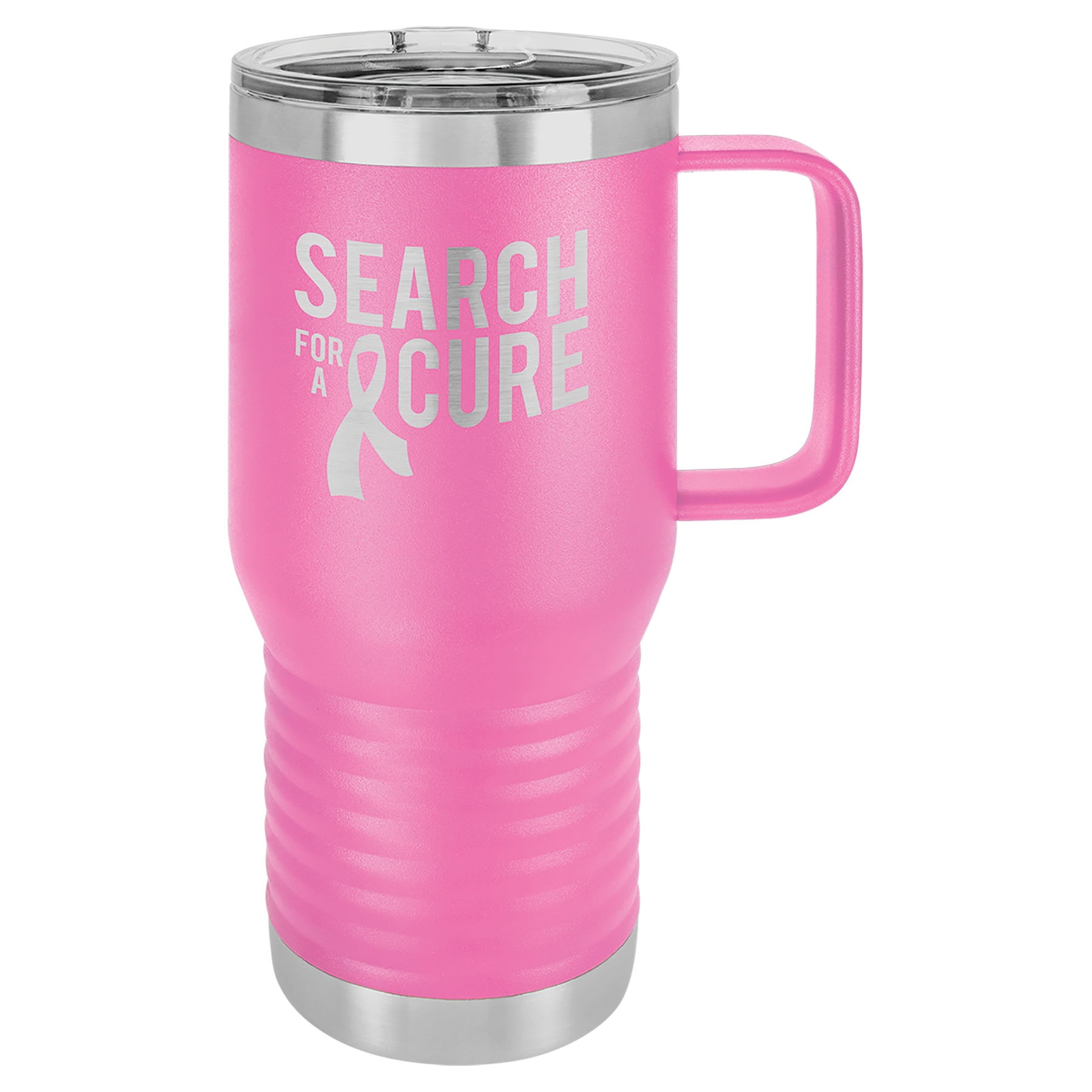 20 oz. Seyahat Kupası, Şeffaf Sürgülü Kapaklı – Pembe — görsel 1/2