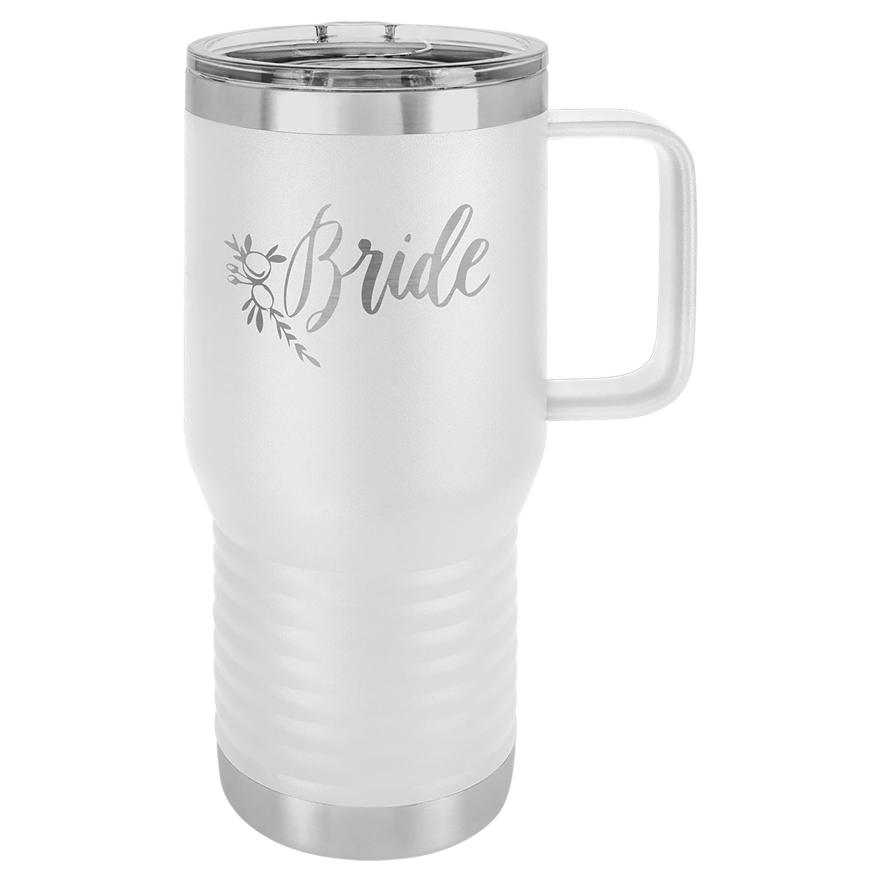20 oz. Seyahat Kupası, Şeffaf Sürgülü Kapaklı – Beyaz — görsel 1/2