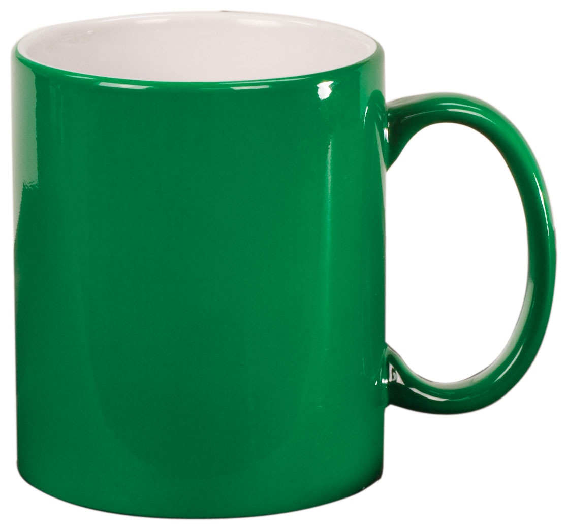 11 oz. Yuvarlak Seramik Kupa – Yeşil/Beyaz — görsel 1/2