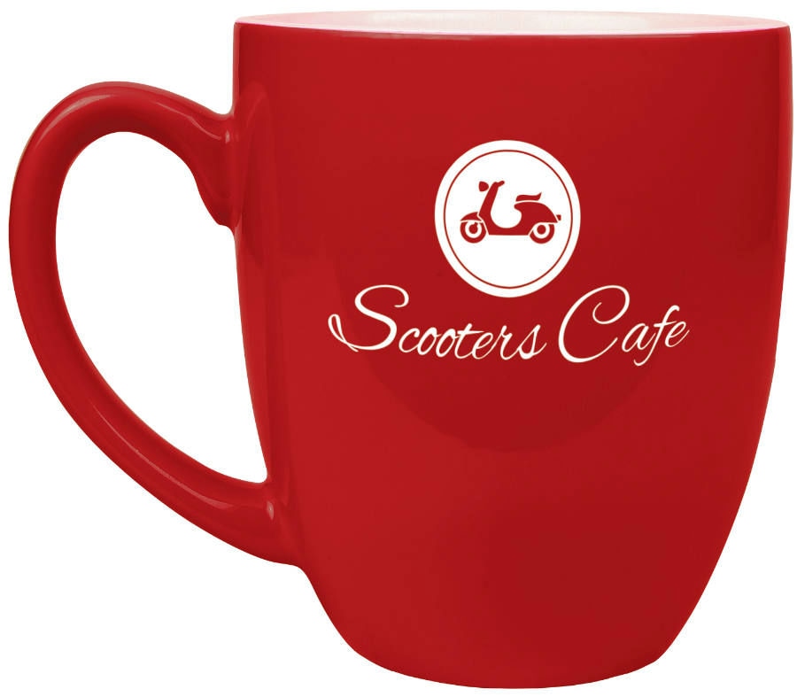 16 oz. Bistro Seramik Kupa – Kırmızı/Beyaz — görsel 1/2