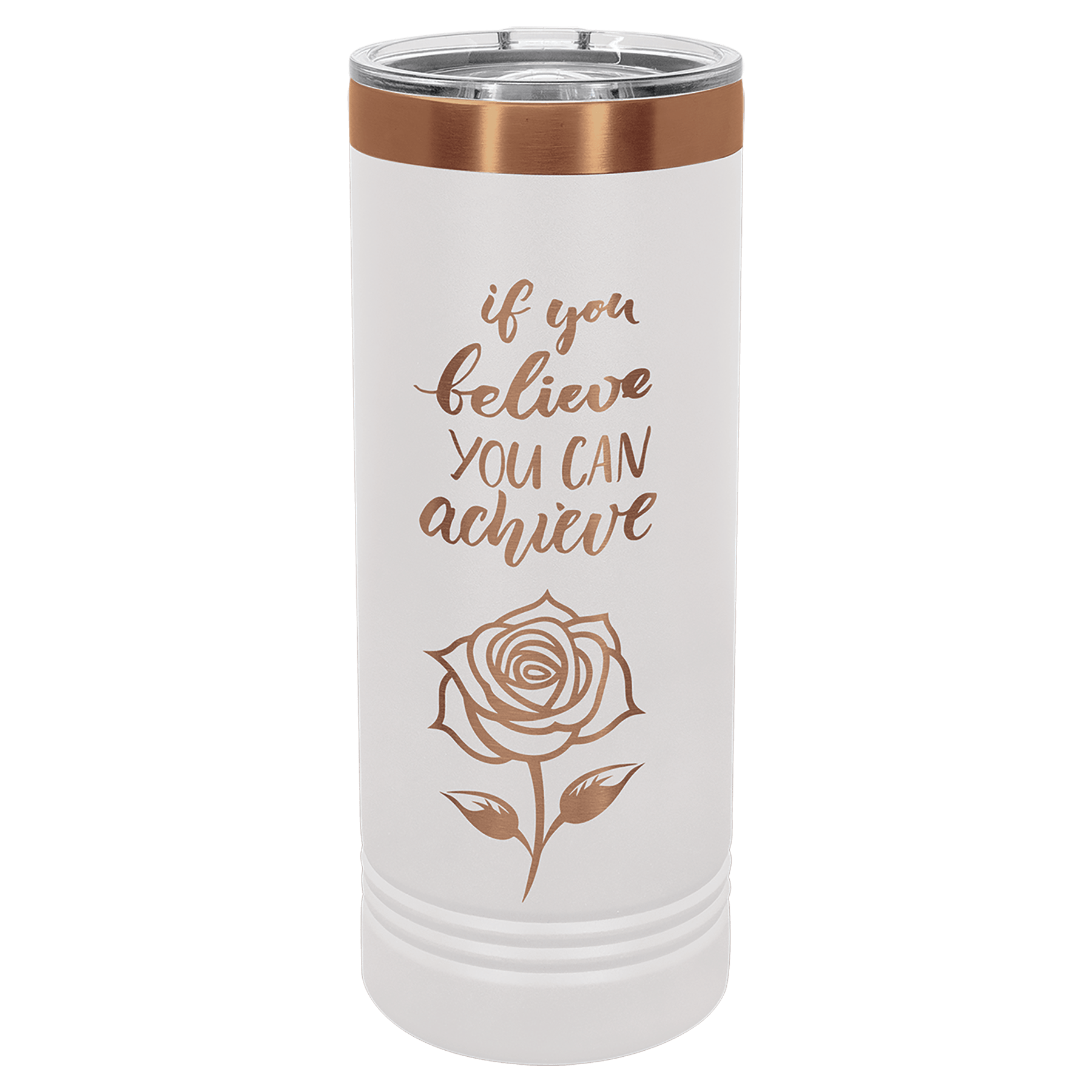 22 oz. İnce Termos – Beyaz/Rose Gold — görsel 1/2