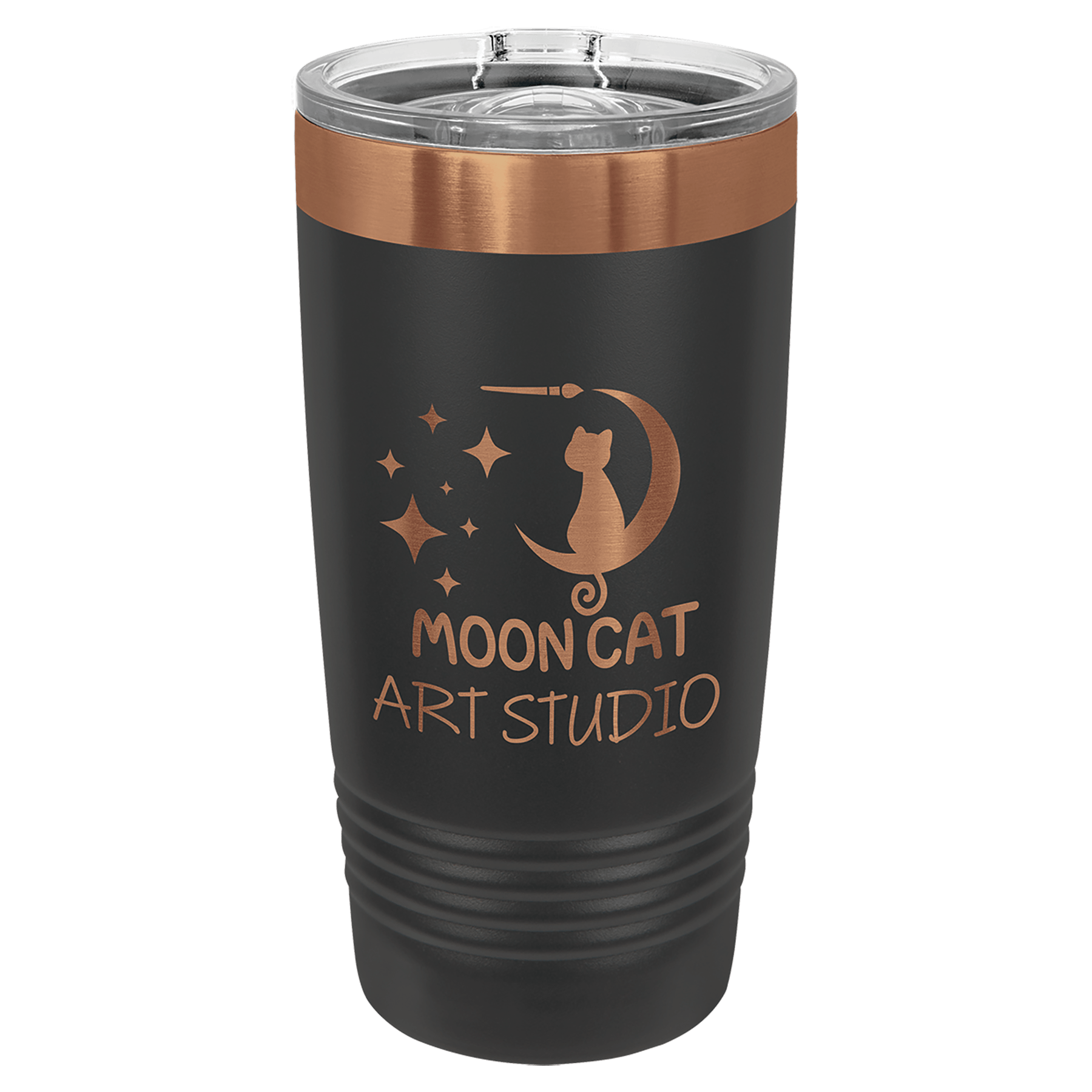 20 oz. ION Kaplama Ringneck Termos Bardak, Sürgülü Kapaklı – Siyah/Rose Gold — görsel 1/2