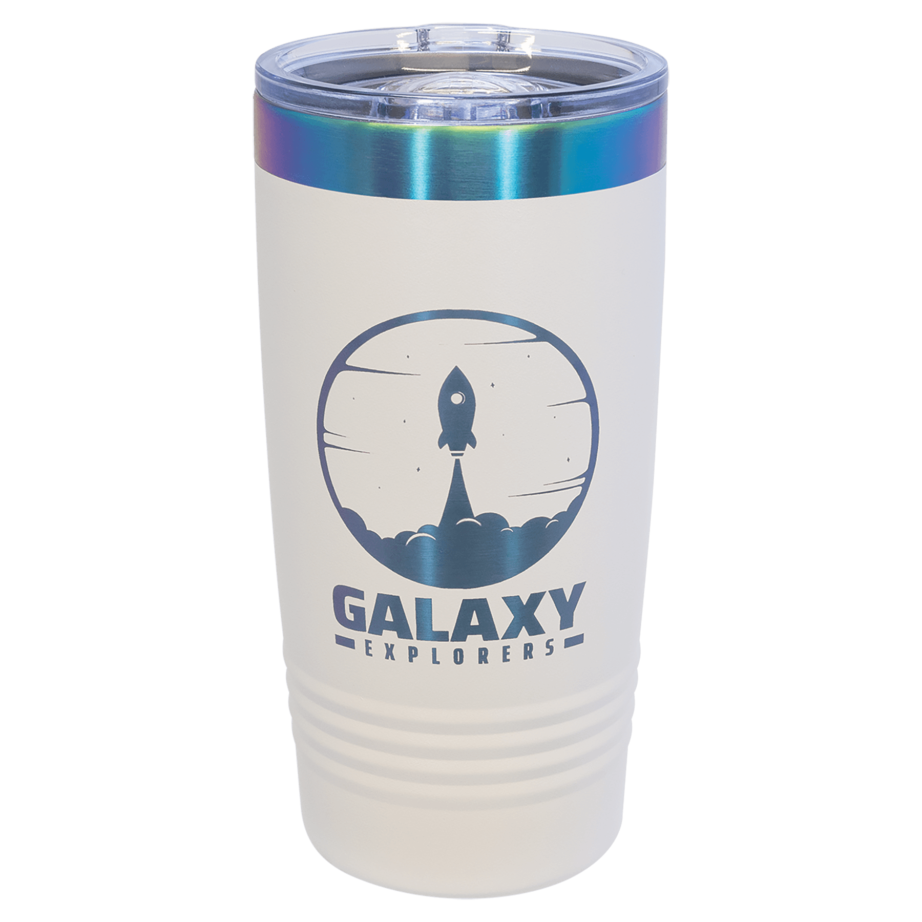 20 oz. ION Kaplama Ringneck Termos Bardak, Sürgülü Kapaklı – Beyaz/Prizma — görsel 1/2