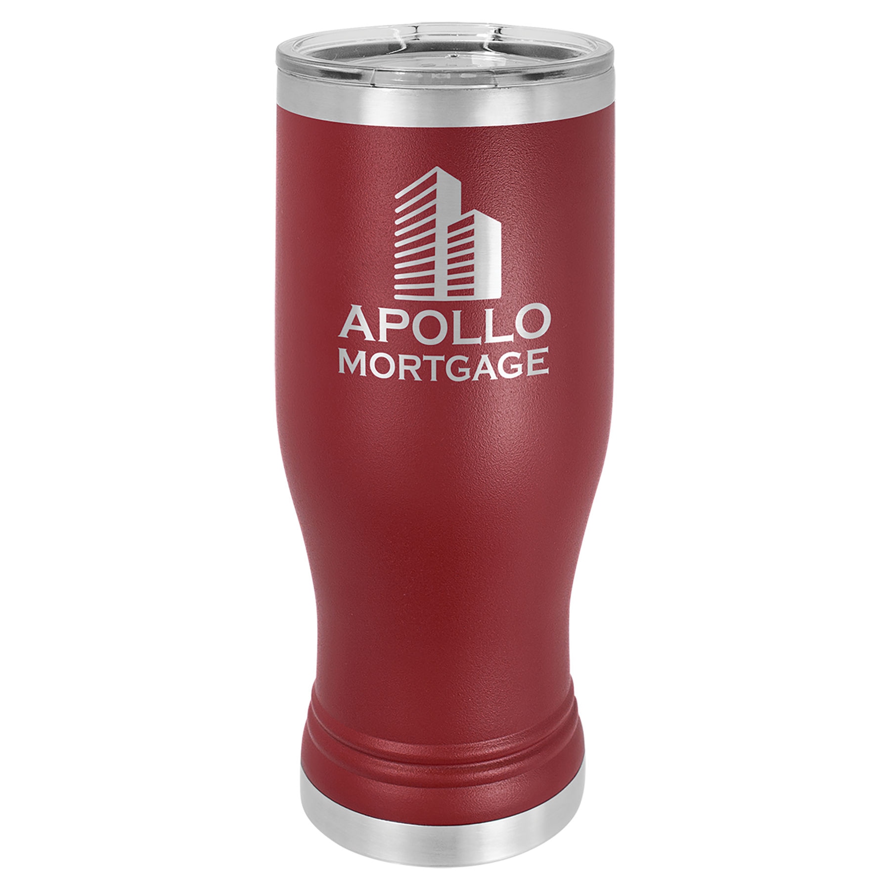 Şeffaf Kapaklı Bira Bardağı – Bordo / 20 oz — görsel 1/2