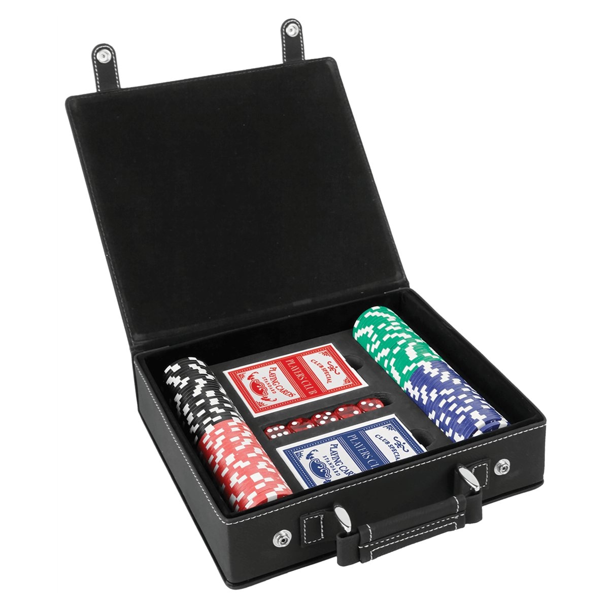 Siyah/Gümüş Suni Deri 100 Fişli Poker Seti