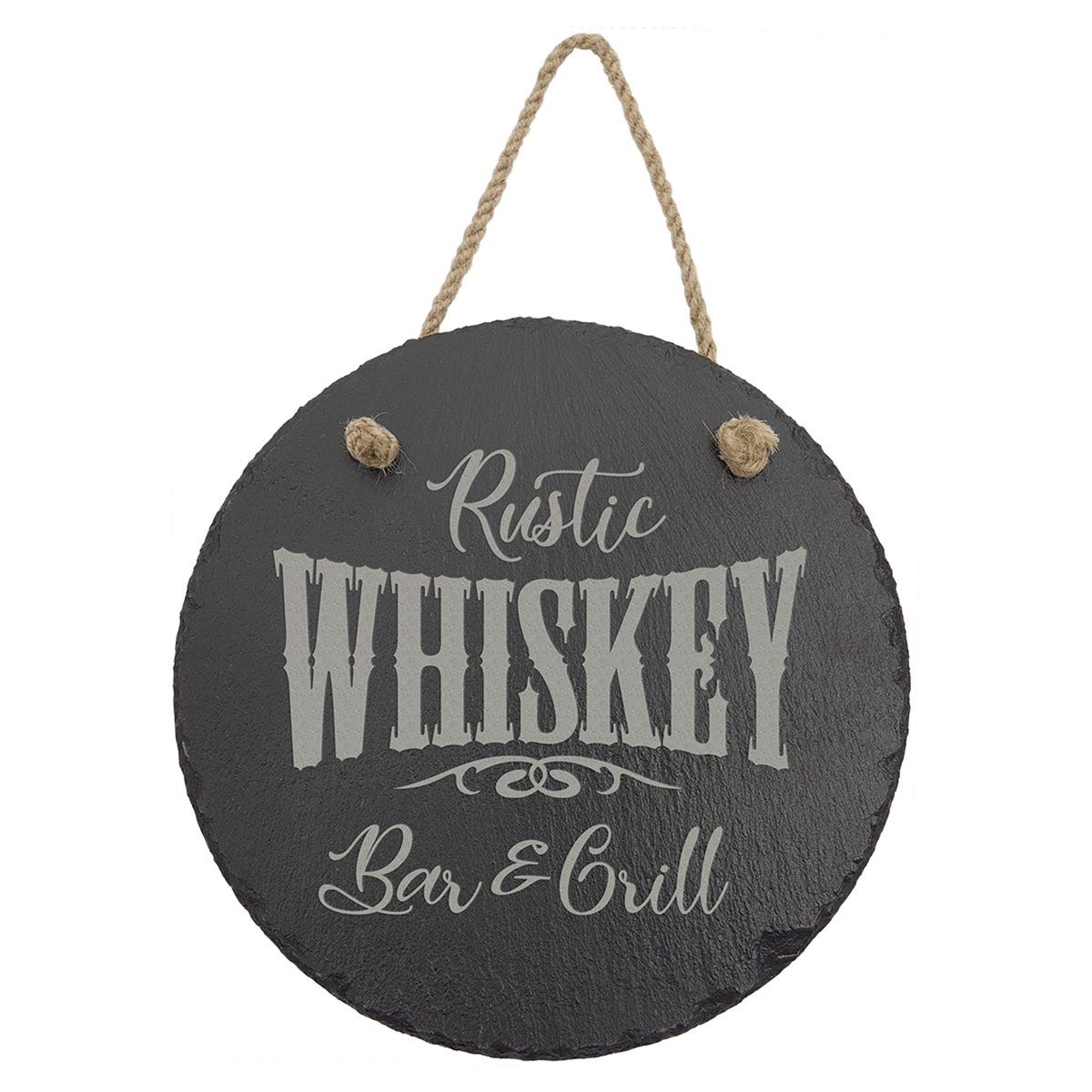 Round Slate Decor with Hanging String