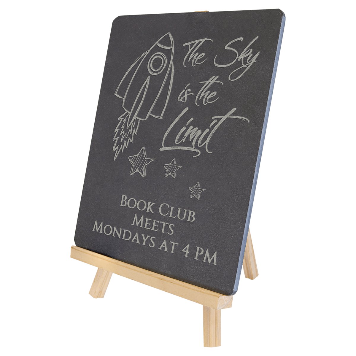 Rectangle Slate Decor with Wood Stand