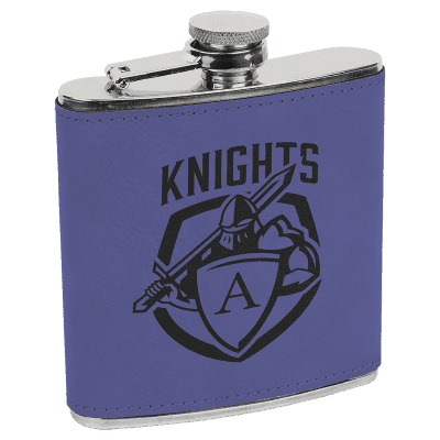 Leatherette Stainless Steel Flask – Purple/Black