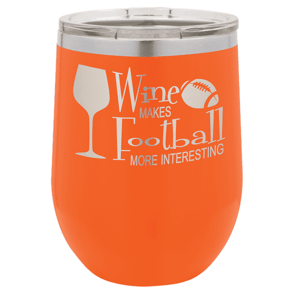 Stemless Wine Tumbler with Standard Lid – 12 oz. / Orange