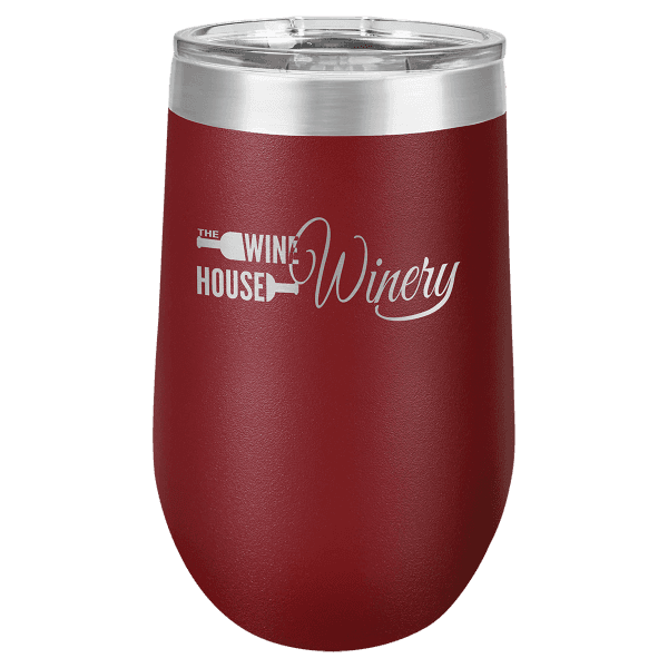 Stemless Wine Tumbler with Standard Lid – 16 oz. / Maroon