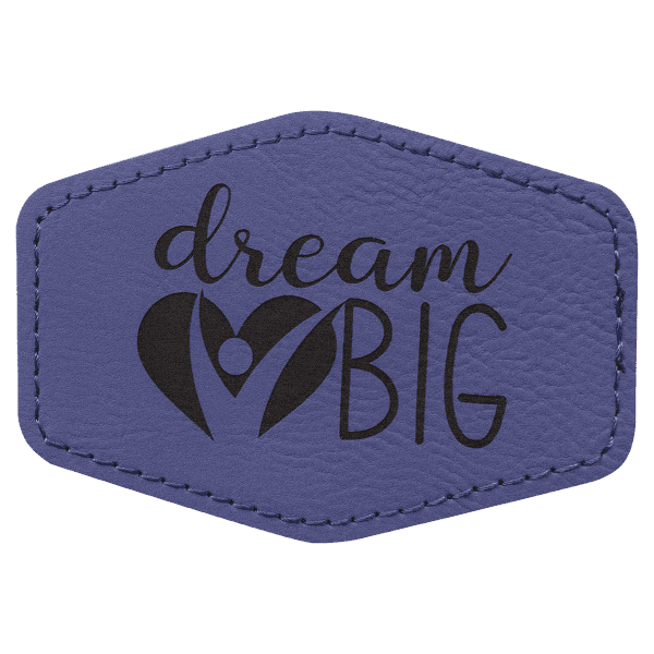 3 1/2" x 2 1/2" Hex Purple Laserable Leatherette Patch with Adhesive