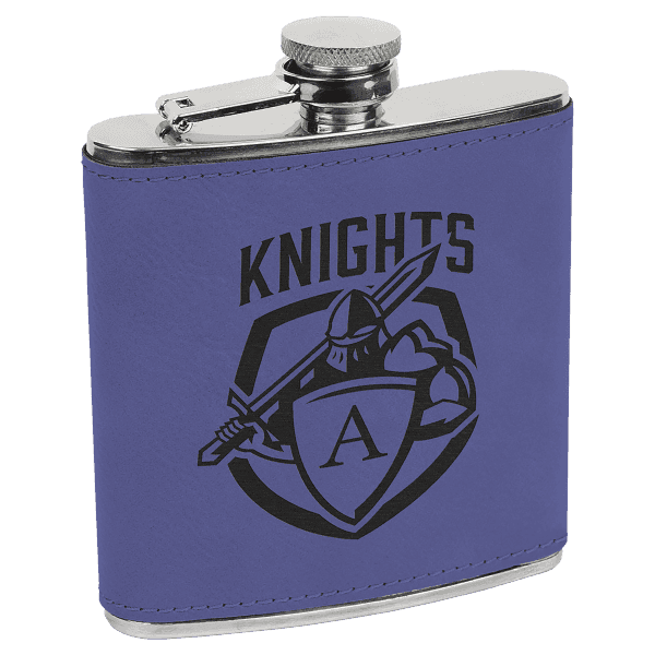 Leatherette Stainless Steel Flask – Purple/Black