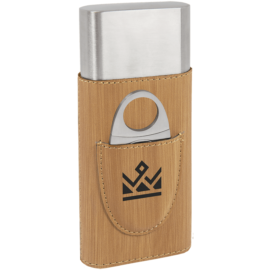 Leatherette Cigar Case with Cutter – Bamboo