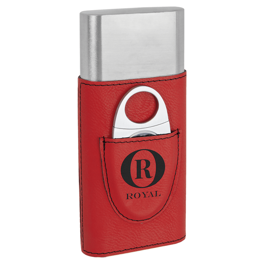Leatherette Cigar Case with Cutter – Red