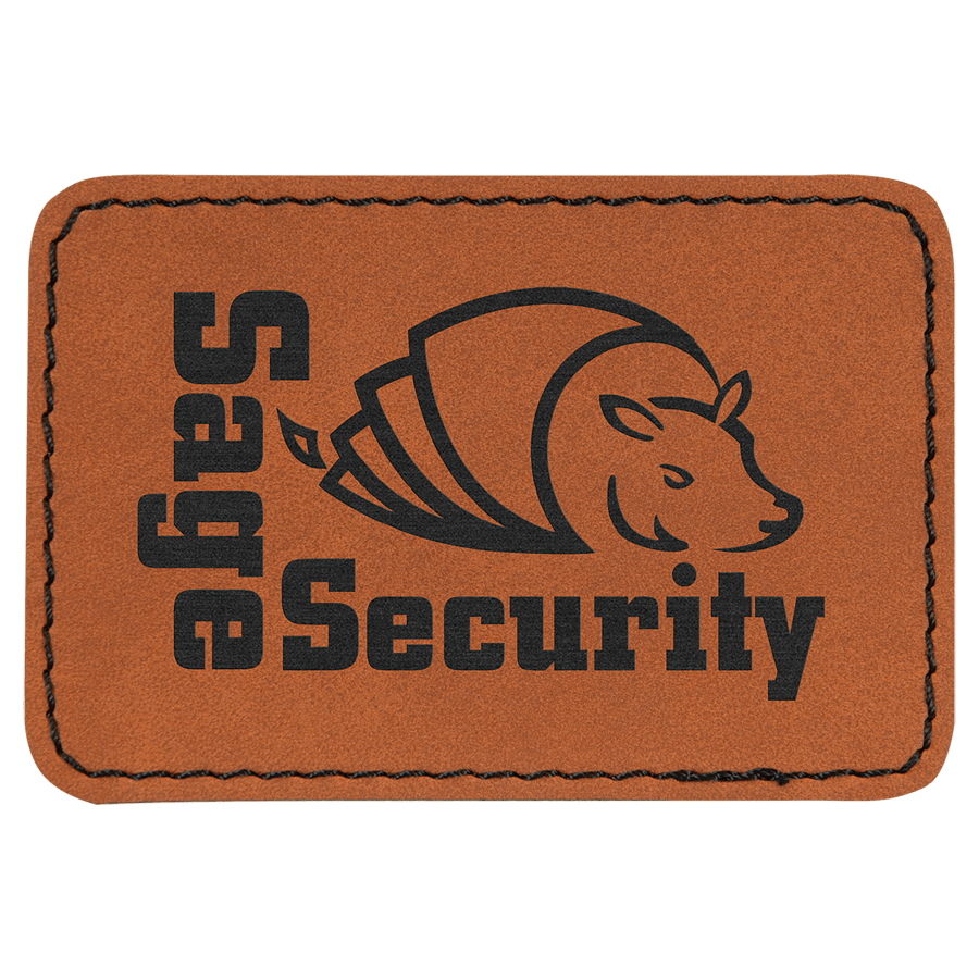 3" x 2" Dikdörtgen Suni Deri Patch, Yapışkanlı – Ham Deri