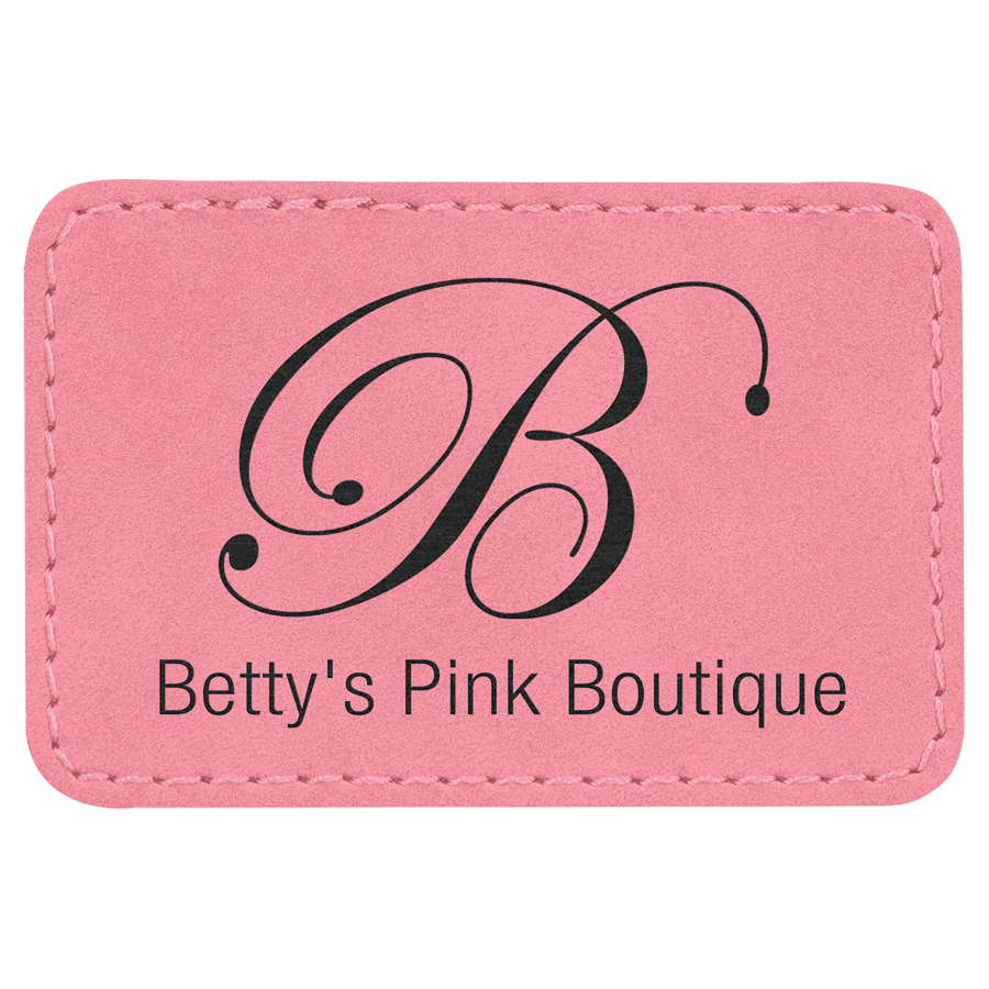 3" x 2" Rectangle Pink Laserable Leatherette Patch with Adhesive