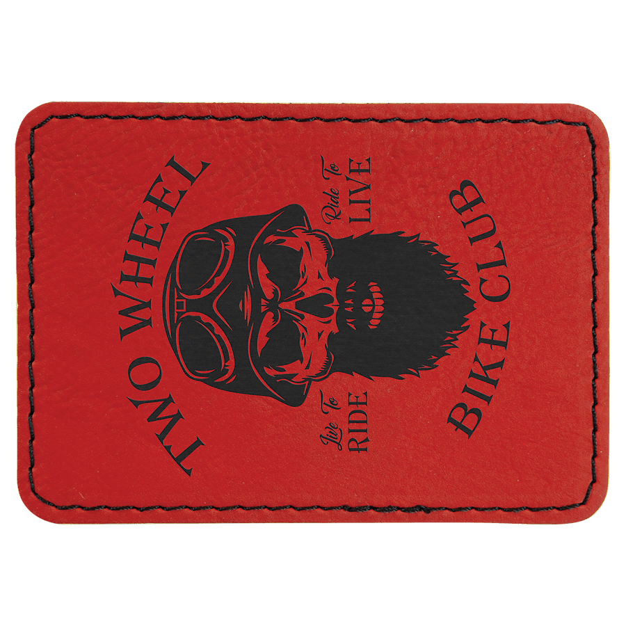 3 1/2" x 2 1/2" Rectangle Red Laserable Leatherette Patch with Adhesive
