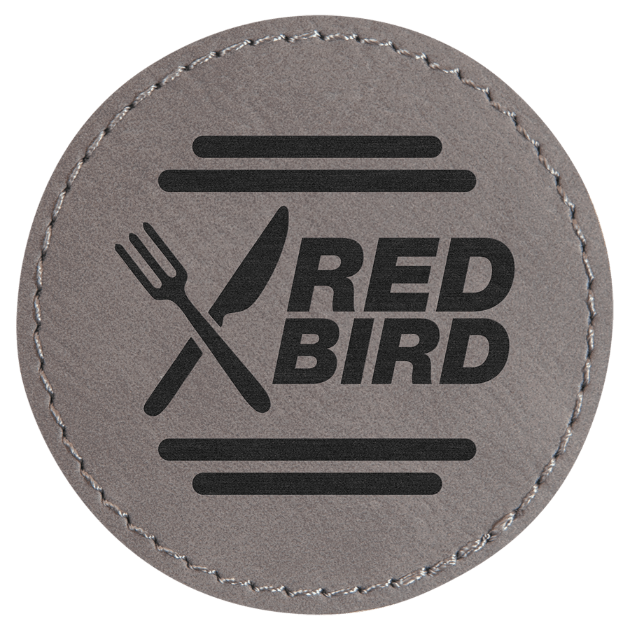 2 1/2" Round Gray Laserable Leatherette Patch with Adhesive