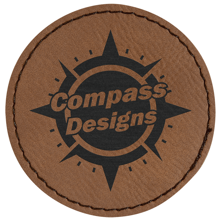 2 1/2" Round Dark Brown Laserable Leatherette Patch with Adhesive