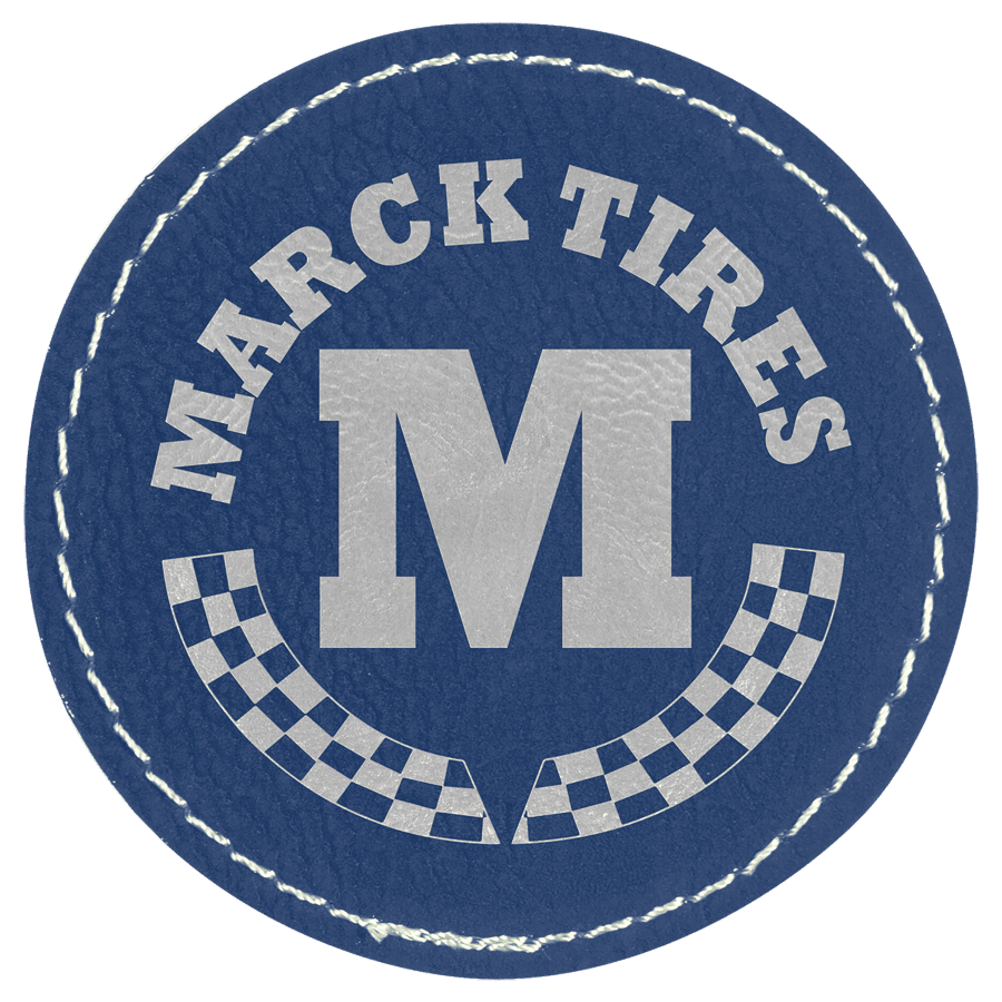 2 1/2" Yuvarlak Suni Deri Patch, Yapışkanlı – Mavi/Gümüş