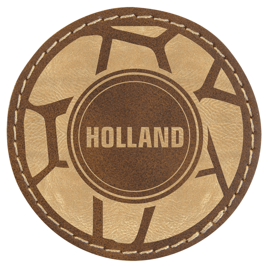 2 1/2" Round Rustic/Gold Laserable Leatherette Patch with Adhesive
