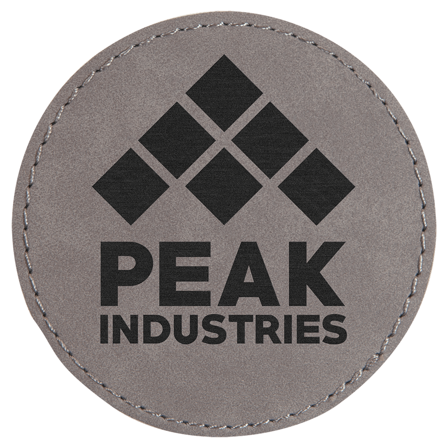 3" Round Gray Laserable Leatherette Patch with Adhesive