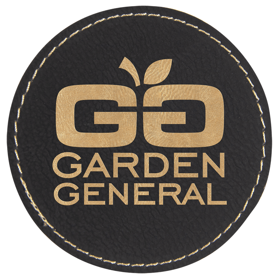 3" Round Black/Gold Laserable Leatherette Patch with Adhesive