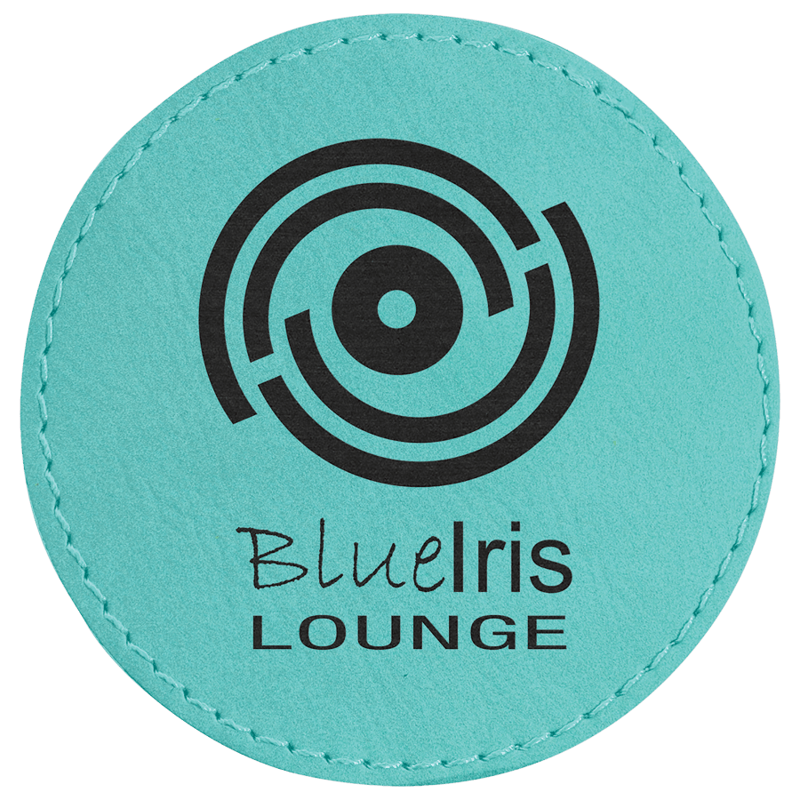 3" Round Teal Laserable Leatherette Patch with Adhesive