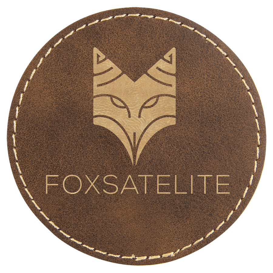 3" Round Rustic/Gold Laserable Leatherette Patch with Adhesive