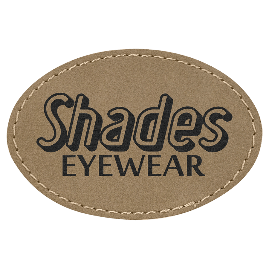 3" x 2" Oval Light Brown Laserable Leatherette Patch with Adhesive