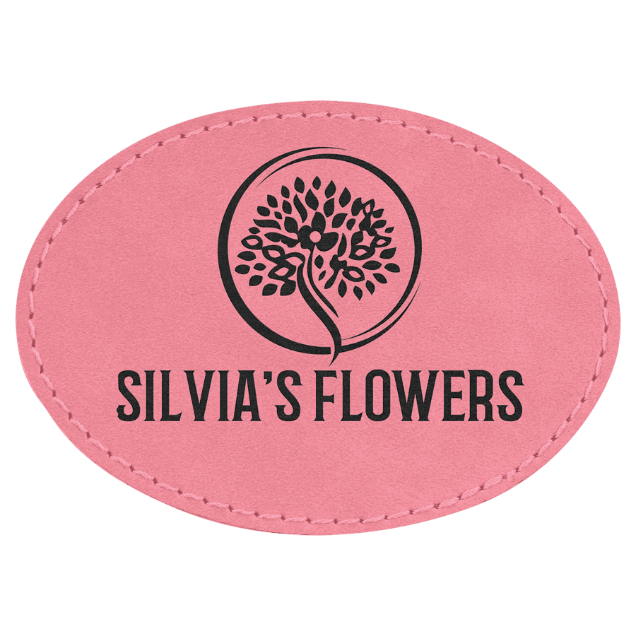 3 1/2" x 2 1/2" Oval Suni Deri Patch, Yapışkanlı – Pembe