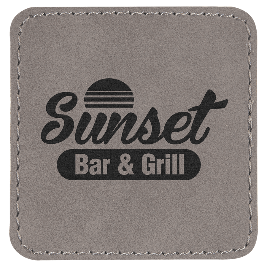 2 1/2" x 2 1/2" Kare Suni Deri Patch, Yapışkanlı – Gri