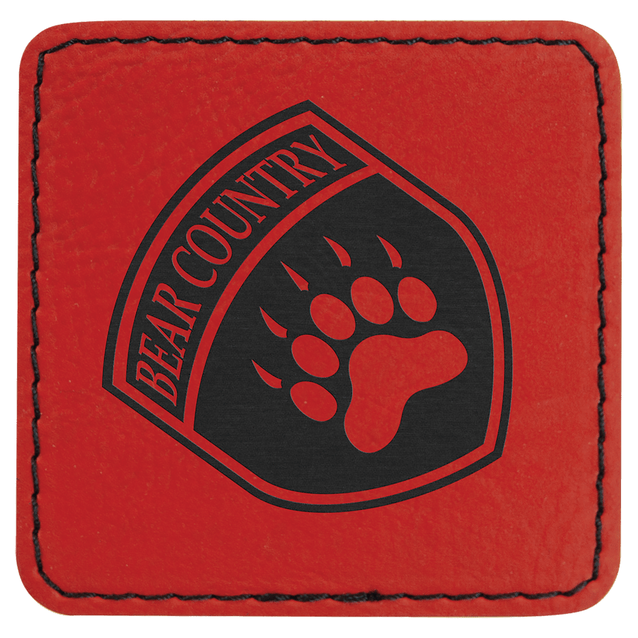 2 1/2" x 2 1/2" Kare Suni Deri Patch, Yapışkanlı – Kırmızı