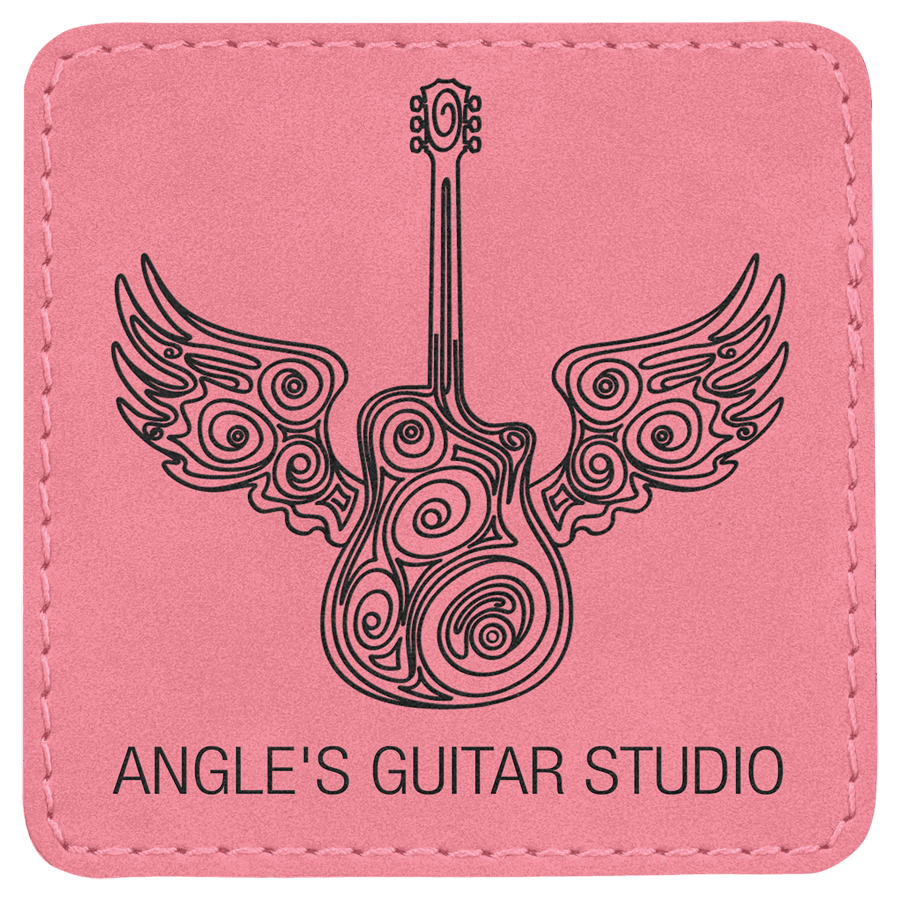 3" x 3" Square Pink Laserable Leatherette Patch with Adhesive